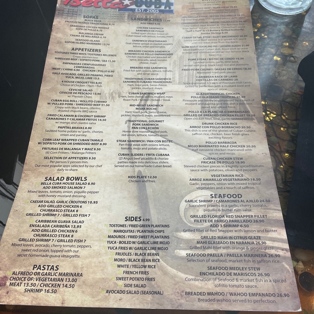 Bella Cuba - Menu - Cuban Near Me - Miami Beach, Florida