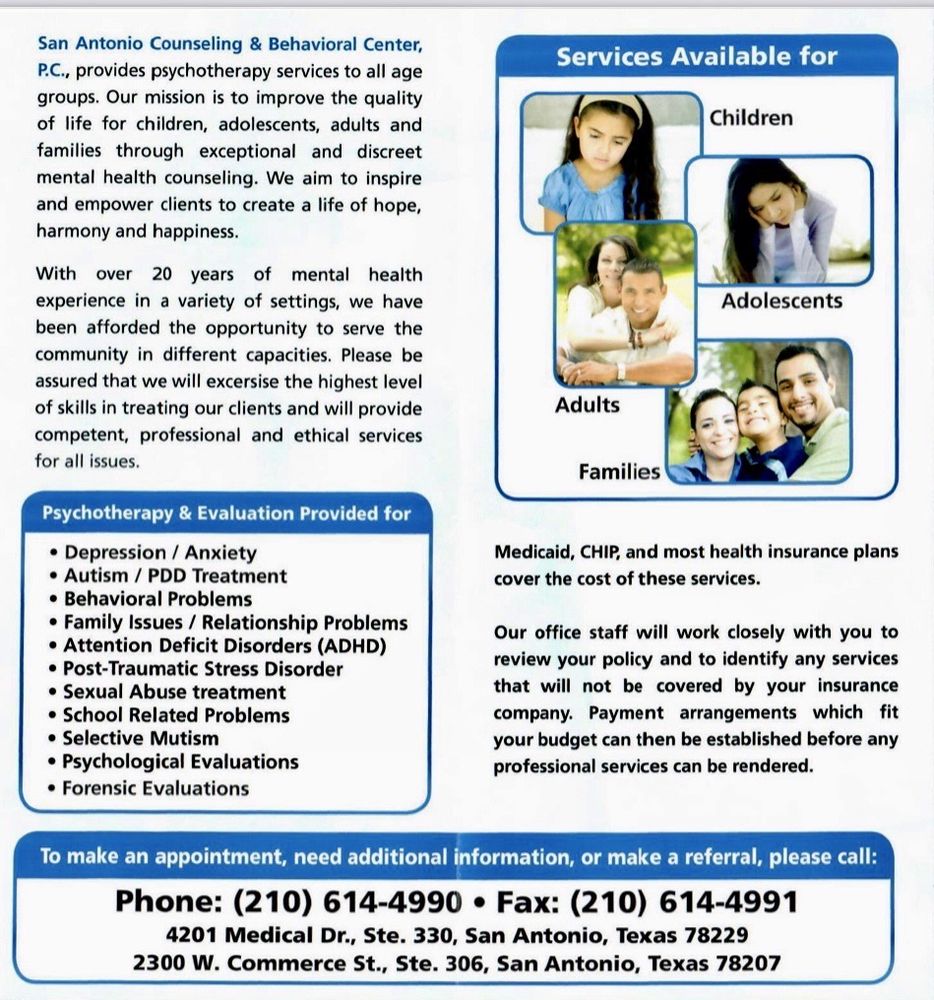 San Antonio Counseling and Behavioral Center - grief counselor in San Antonio, TX