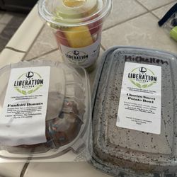 The Liberation Kitchen - My yummy food and mid afternoon snack and my 4yr olds favorite donuts  Win win