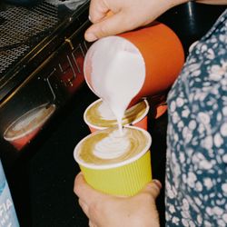 Lattes Pouring at Bean2Bean Cafe