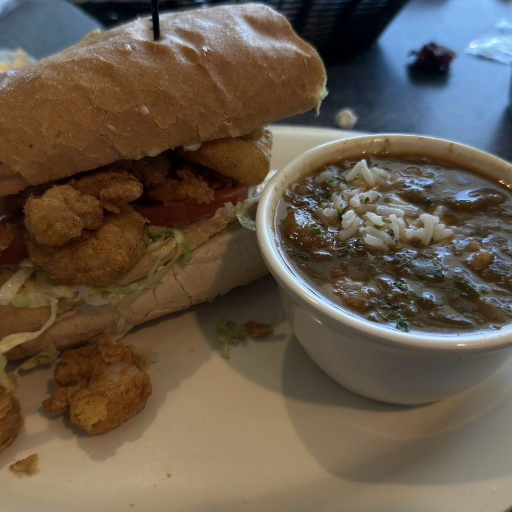 McElroy's Harbor House - Half a shrimp po boy and cup of gumbo. Very tasty and a good value. - Seafood Near Me - Biloxi, Mississippi McElroy's Harbor House - Half a shrimp po boy and cup of gumbo. Very tasty and a good value. - Seafood Near Me - Biloxi, Mississippi