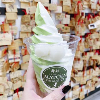 Matcha Cafe Maiko - Matcha + Vanilla Mix Soft Serve Ice Cream + free Mochi Balls - Desserts Near Me - Centreville, Virginia Matcha Cafe Maiko - Matcha + Vanilla Mix Soft Serve Ice Cream + free Mochi Balls - Desserts Near Me - Centreville, Virginia