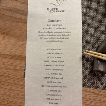 Koete Omakase - Menu - Sushi Bars Near Me - New York, New York Koete Omakase - Menu - Sushi Bars Near Me - New York, New York
