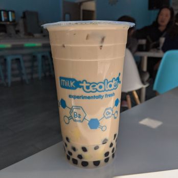 Milk Tea Lab - Classic milk tea with honey boba, egg pudding, 50% sweet - Bubble Tea Near Me - San Jose, California Milk Tea Lab - Classic milk tea with honey boba, egg pudding, 50% sweet - Bubble Tea Near Me - San Jose, California