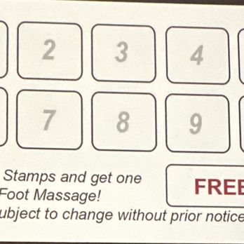 Kang Sheng Massage - Stamp card - 10 massages = 1 free - Reflexology Near Me - Layton, Utah Kang Sheng Massage - Stamp card - 10 massages = 1 free - Reflexology Near Me - Layton, Utah