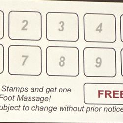 Kang Sheng Massage - Stamp card - 10 massages = 1 free