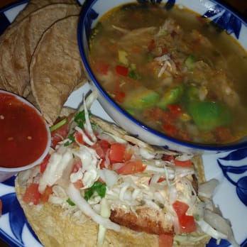 Jorge's Mexicatessen - Chicken soup with fish taco on the side - Delis Near Me - Encinitas, California