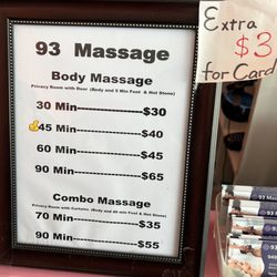 93 Massage - Pricing packages
