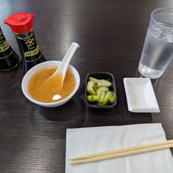 Sunny Sushi Restaurant - Miso Soup & Cucumber Salad from the Lunch Special