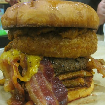 Grill 'Em All - The Berzerker - Double Bacon Cheeseburger with Onion Rings, Fries, & Chili - Burgers Near Me - Long Beach, California