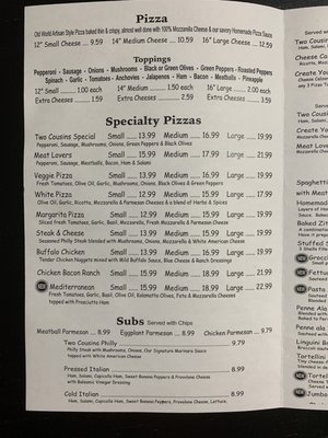 Menu photo 4 Two Cousins Pizzeria Seminole, FL