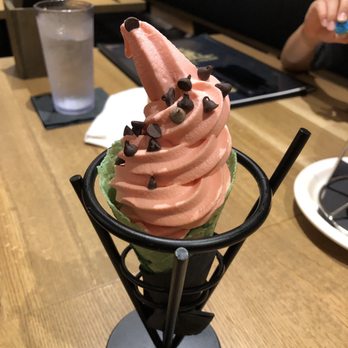 Aloha Steak House - Watermelon soft-serve w/ green tea waffle cone - Steakhouses Near Me - Honolulu, Hawaii