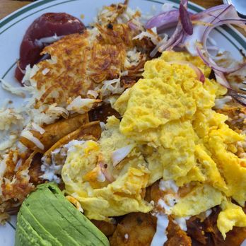 Art's Corner Cafe - A tasty chilaquiles... just brush the bizarre onions off to the side. Great hash browns too! - Breakfast & Brunch Near Me - Ventura, California Art's Corner Cafe - A tasty chilaquiles... just brush the bizarre onions off to the side. Great hash browns too! - Breakfast & Brunch Near Me - Ventura, California