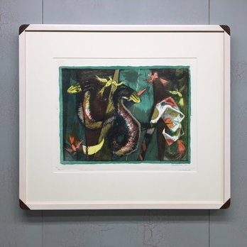 Custom Picture Framer - Signed Benton Spruance Stone Litho in a Custom Closed Corner Maple Frame - Framing Near Me - Glenside, Pennsylvania