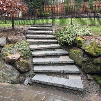 Boulder Falls Landscape - Concrete cap and gravel stairs - Landscaping Near Me - Vancouver, Washington Boulder Falls Landscape - Concrete cap and gravel stairs - Landscaping Near Me - Vancouver, Washington