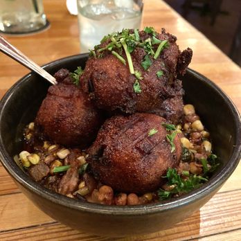 Bourbon & Baker - Pecan succotash with chorizo hushpuppies - Cocktail Bars Near Me - Manhattan, Kansas