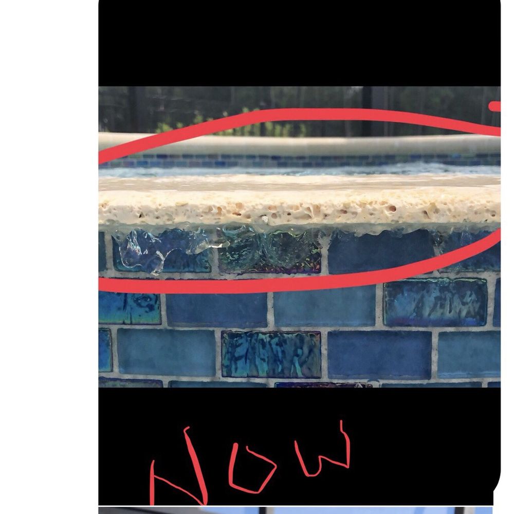 Deteriorating travertine spillover from spa -patio pools did replace this with granite, but the color choices were limited to 3 ugly colors