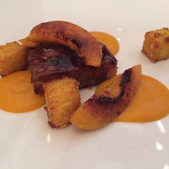 The Clocktower - 36 hour braised pork belly, crispy polenta, roasted apricots, golden thyme - British Near Me - New York, New York The Clocktower - 36 hour braised pork belly, crispy polenta, roasted apricots, golden thyme - British Near Me - New York, New York