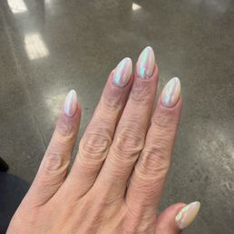 Full set gel with a chrome finish. Love them! Mermaid nails. Full set gel with a chrome finish. Love them! Mermaid nails.