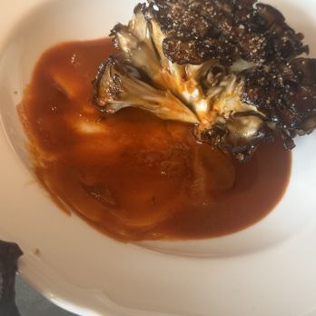 Angler - The grilled hen of woods mushroom with a smoked chile sauce - nice texture and flavor combination - Seafood Near Me - San Francisco, California Angler - The grilled hen of woods mushroom with a smoked chile sauce - nice texture and flavor combination - Seafood Near Me - San Francisco, California
