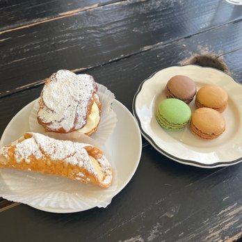 Yellow Vase - cannoli, cream puff, and macarons (vanilla, pistachio, chocolate) - Bakeries Near Me - Redondo Beach, California Yellow Vase - cannoli, cream puff, and macarons (vanilla, pistachio, chocolate) - Bakeries Near Me - Redondo Beach, California