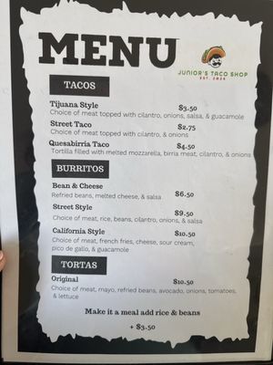 Menu photo 2 Junior's Taco Shop Ridgecrest, CA Menu photo 2 Junior's Taco Shop Ridgecrest, CA