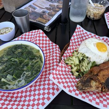 Tapsilog Cantina - Left: Spinach Laing, Right: Bangsilog (bangus, garlic rice, fried egg) - Filipino Near Me - Santa Clara, California Tapsilog Cantina - Left: Spinach Laing, Right: Bangsilog (bangus, garlic rice, fried egg) - Filipino Near Me - Santa Clara, California
