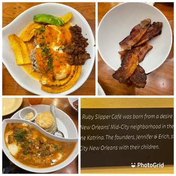 Ruby Slipper Midcity - Top left: Costa Rican
Top right: pig candy bacon bites
Bottom left: BBQ Shrimp and grits! - Breakfast & Brunch Near Me - New Orleans, Louisiana Ruby Slipper Midcity - Top left: Costa Rican
Top right: pig candy bacon bites
Bottom left: BBQ Shrimp and grits! - Breakfast & Brunch Near Me - New Orleans, Louisiana