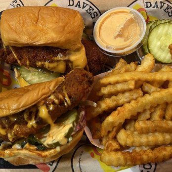 Dave's Hot Chicken - #2. Comes with 2 sliders and fries for $15 after tax. Very good food - Chicken Shop Near Me - Tustin, California Dave's Hot Chicken - #2. Comes with 2 sliders and fries for $15 after tax. Very good food - Chicken Shop Near Me - Tustin, California