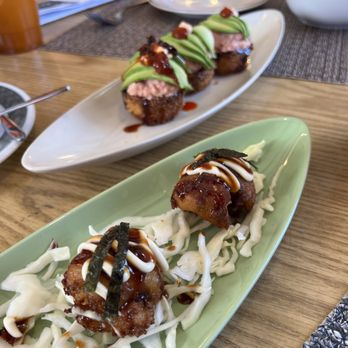 Red Curry Thai Restaurant - Front: takoyaki Back: spicy tuna cupcakes - Thai Near Me - Augusta, Maine