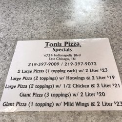 Toni's Pizza - Menu