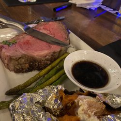 Gaetano's Vault - King cut prime rib, asparagus and sweet potato.