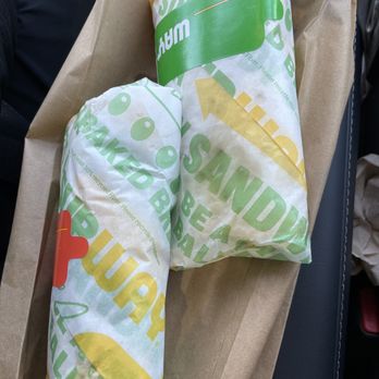 Subway - A foot long cut in half and packaged into their own separate wraps, super helpful! - Fast Food Near Me - Lebec, California
