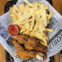 6 Wing lunch combo with spicy soy flavor and Parm fries 6 Wing lunch combo with spicy soy flavor and Parm fries