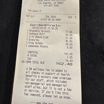 Katsuya - Note the 5% Wellness Fee added to the bill - Sushi Bars Near Me - Los Angeles, California Katsuya - Note the 5% Wellness Fee added to the bill - Sushi Bars Near Me - Los Angeles, California