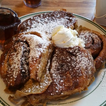 Jus' Jo's - Cinnamon roll with French toast simple syrup on the side. - Breakfast & Brunch Near Me - Clovis, California Jus' Jo's - Cinnamon roll with French toast simple syrup on the side. - Breakfast & Brunch Near Me - Clovis, California