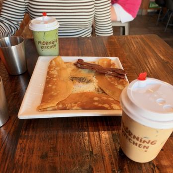 Morning Kitchen - Carbonara bacon crepe - Waffles Near Me - Los Angeles, California Morning Kitchen - Carbonara bacon crepe - Waffles Near Me - Los Angeles, California