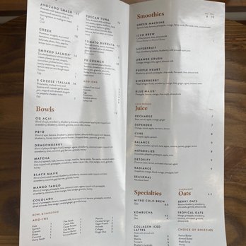 Toastique - Inside of the menu - Juice Bars & Smoothies Near Me - Washington, DC, District of Columbia Toastique - Inside of the menu - Juice Bars & Smoothies Near Me - Washington, DC, District of Columbia