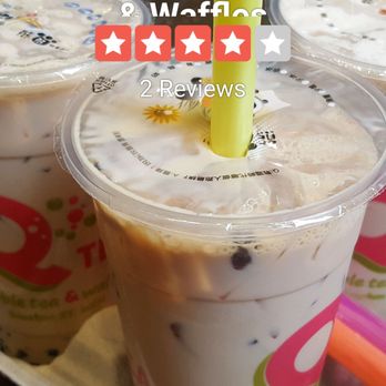 Q Tea Bubble Tea & Waffles - three drinks - Bubble Tea Near Me - Edmonton, Alberta