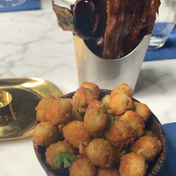 Bridges & Bourbon - Fried Olives and Bacon Jerky - New American Near Me - Pittsburgh, Pennsylvania Bridges & Bourbon - Fried Olives and Bacon Jerky - New American Near Me - Pittsburgh, Pennsylvania