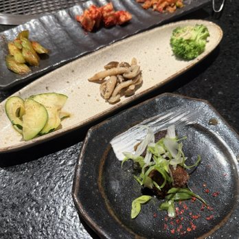 Wagyu Butcher - Beef stew bites with various pickled vegetables and seasonal vegetables. - Japanese Near Me - Torrance, California