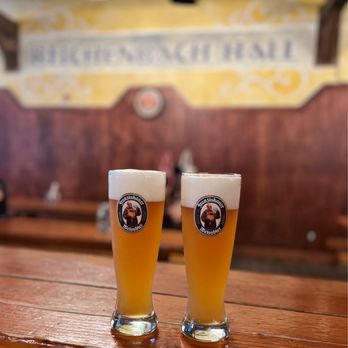 Reichenbach Hall - two glasses of beer on a table - Bars Near Me - New York, New York Reichenbach Hall - two glasses of beer on a table - Bars Near Me - New York, New York