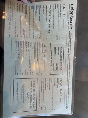 Menu photo 4 Union Biscuit Las Vegas, NV
