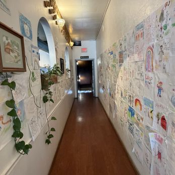 Lucy in the Rye - Hallway lined with customer's art. No lines, just your imagination and crayons! - Breakfast & Brunch Near Me - Sylva, North Carolina Lucy in the Rye - Hallway lined with customer's art. No lines, just your imagination and crayons! - Breakfast & Brunch Near Me - Sylva, North Carolina