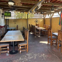Covered patio seating.