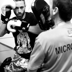 Zombie Muay Thai - Coach John demos during Pad and Clinch class
