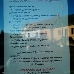 Auberge du Bocage - Menu St Valentin