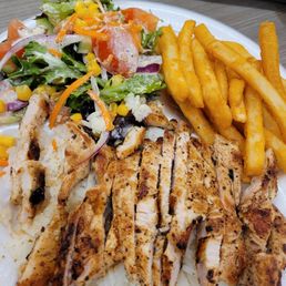 Lunch special. Grilled Chicken with white rice, salad and fries. Delicious and very affordable. Lunch special. Grilled Chicken with white rice, salad and fries. Delicious and very affordable.
