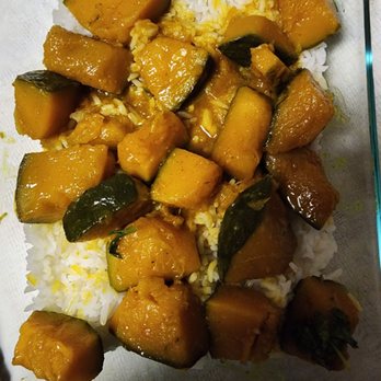 Top Burmese Ambassador - Sweet Pumpkin Curry over Jasmine Rice (vegan) - Burmese Near Me - Hillsboro, Oregon Top Burmese Ambassador - Sweet Pumpkin Curry over Jasmine Rice (vegan) - Burmese Near Me - Hillsboro, Oregon