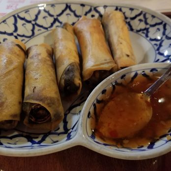 Thai Spices Restaurant - Veggie spring rolls with sweet sauce and a little Thai chilis on the side to kick 'em up. Yummy! - Thai Near Me - Lodi, California Thai Spices Restaurant - Veggie spring rolls with sweet sauce and a little Thai chilis on the side to kick 'em up. Yummy! - Thai Near Me - Lodi, California